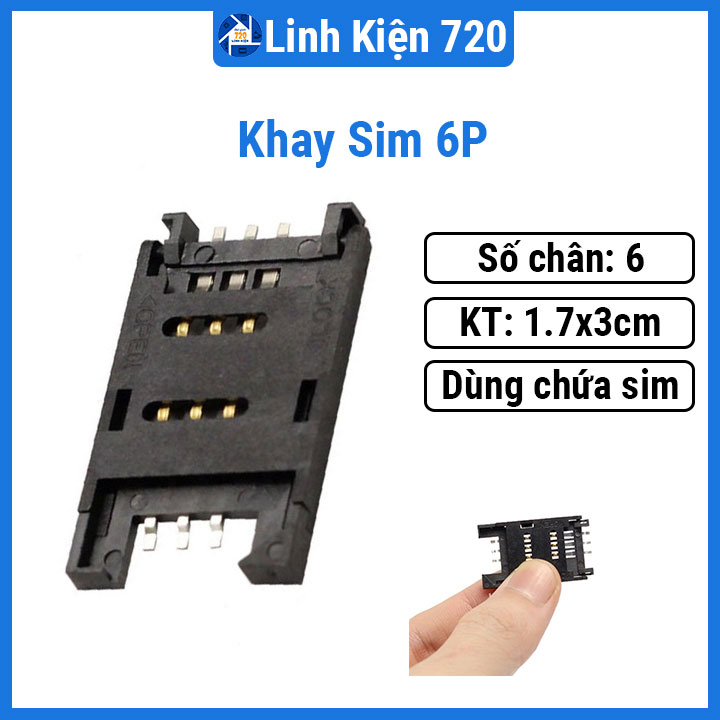 Khay sim 6P cắm thẻ sim điện thoại 6 chân dạng vỏ sò