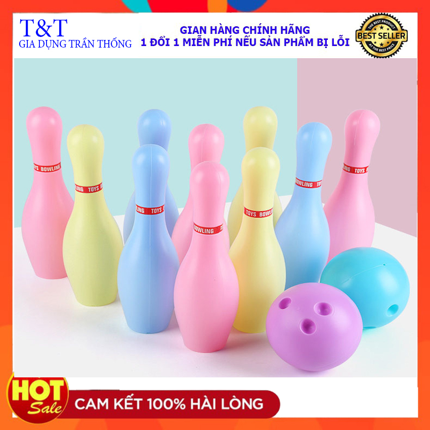 Bộ Đồ Chơi Bowling Cho Bé Vui Chơi Khỏe Mạnh gồm 2 trái Bowling , 10 chai nhựa cao 22cm ,Bộ đồ chơi trẻ em trong nhà giúp phát triển cơ thể năng động vui chơi