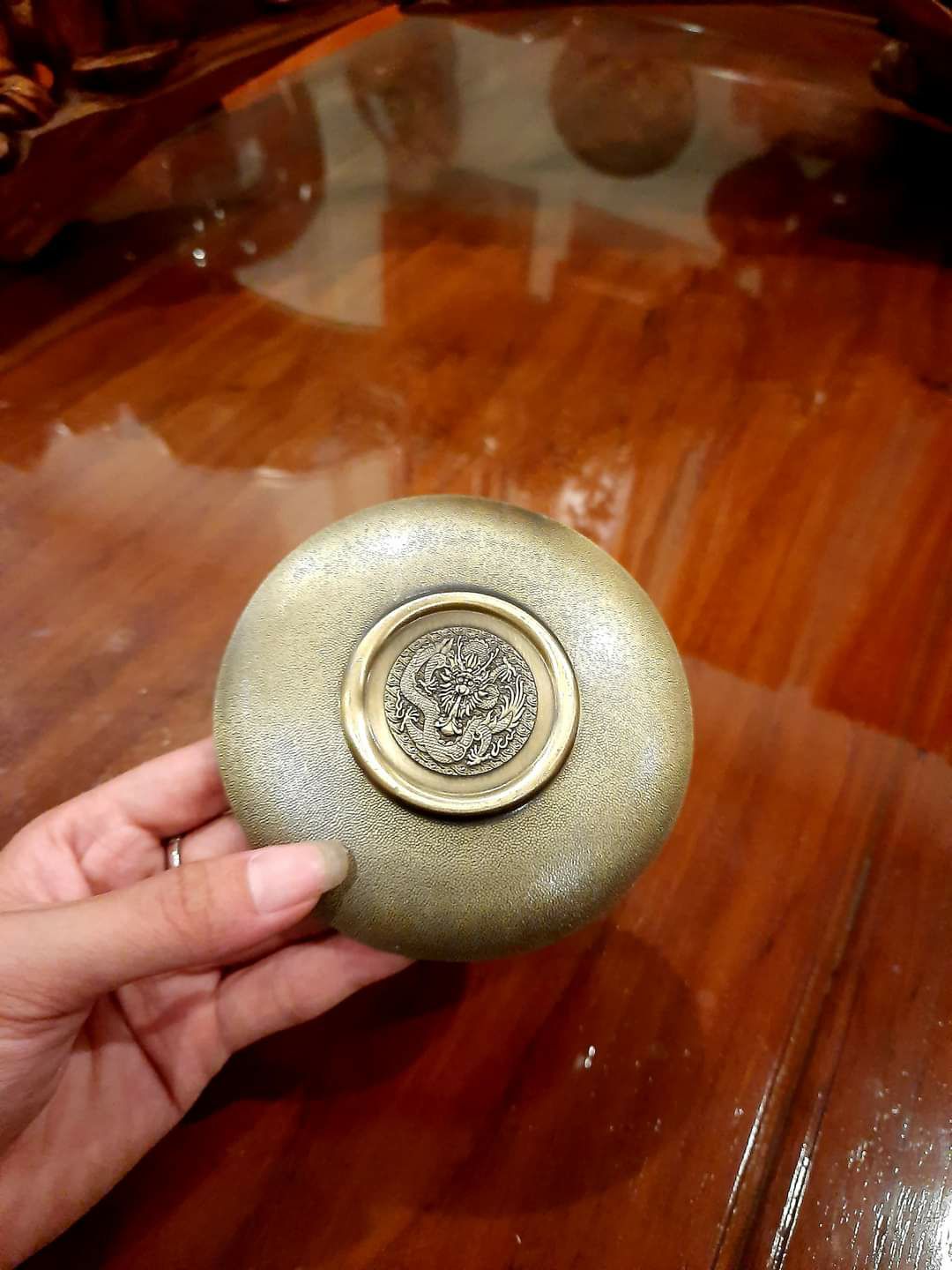 Đĩa đồng xin đài âm dương 12cm