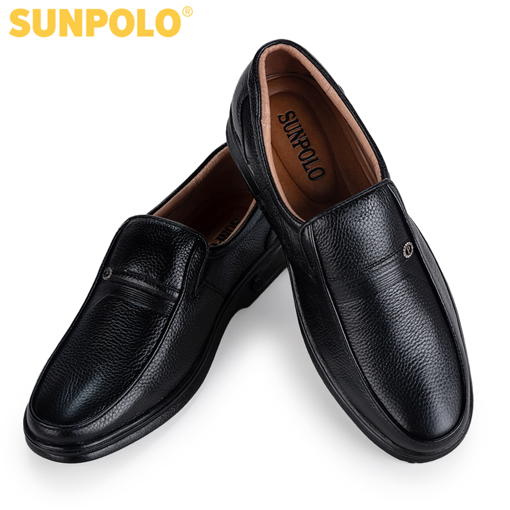 Men leather formal shoes SUNPOLO S3020D (black, brown)