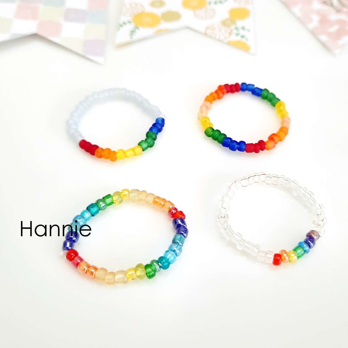 EMMIE - Nhẫn hạt cườm nhựa handmade (Xanh lá/Xanh dương/Tím/Cam/Hồng/Mix)