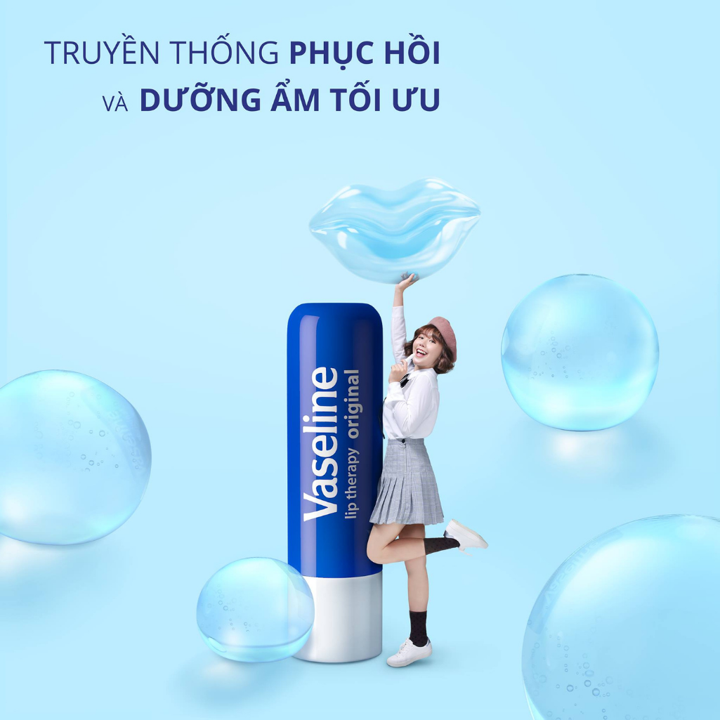 Combo 3 son dưỡng môi Vaseline mềm mịn dạng thỏi 4.8g