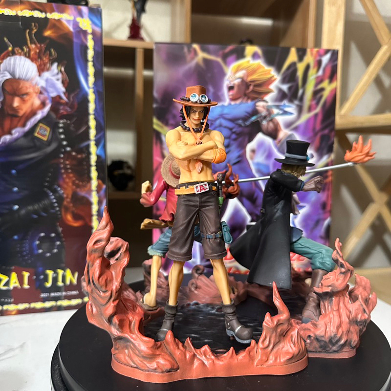 (Mô hình One Piece) Set 3 Mô hình ASL Ace - Sabo - Luffy hiệu ứng lửa 14-17cm