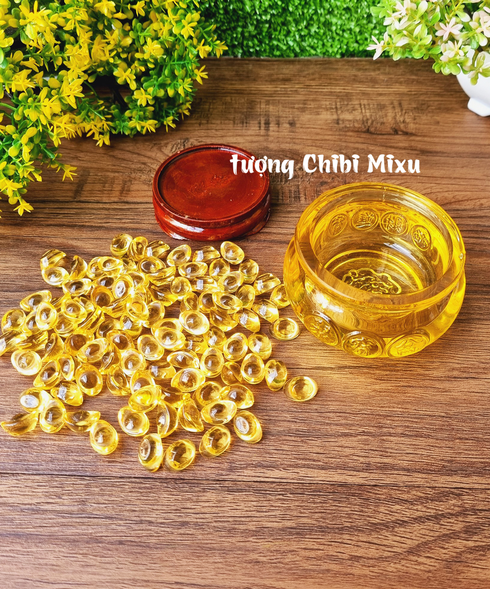 Combo Bát Tụ Bảo size 8cm kèm 100 thỏi vàng size 1.5cm