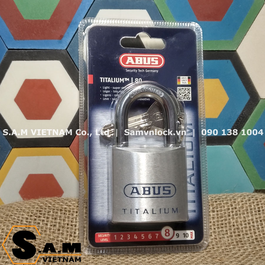 Khoá bấm treo ngoài trời abus titalium 80ti/50 size 50mm