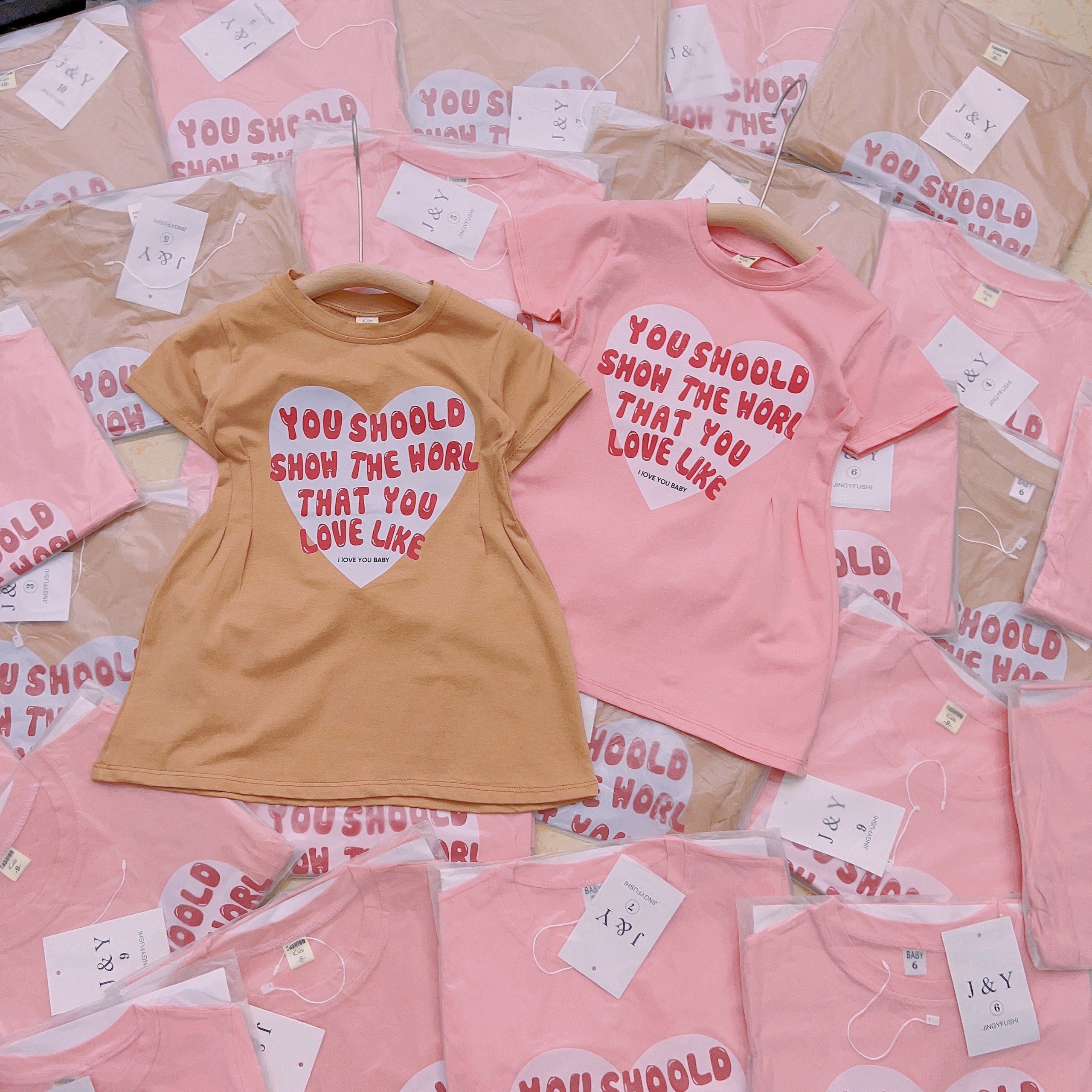 Váy bé gái cotton xuông siết eo