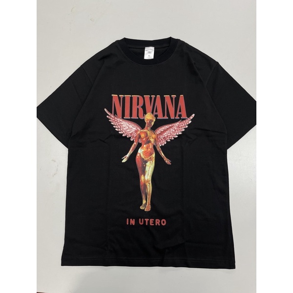 Áo thun tay lỡ NIRVANA đỏ Full tag Hogoto shop , Áo thun unisex nam nữ form rộng oversize chất liệu Cotton