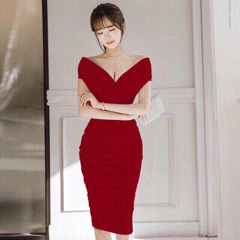 [HCM]Đầm ôm body cổ V sang trọng