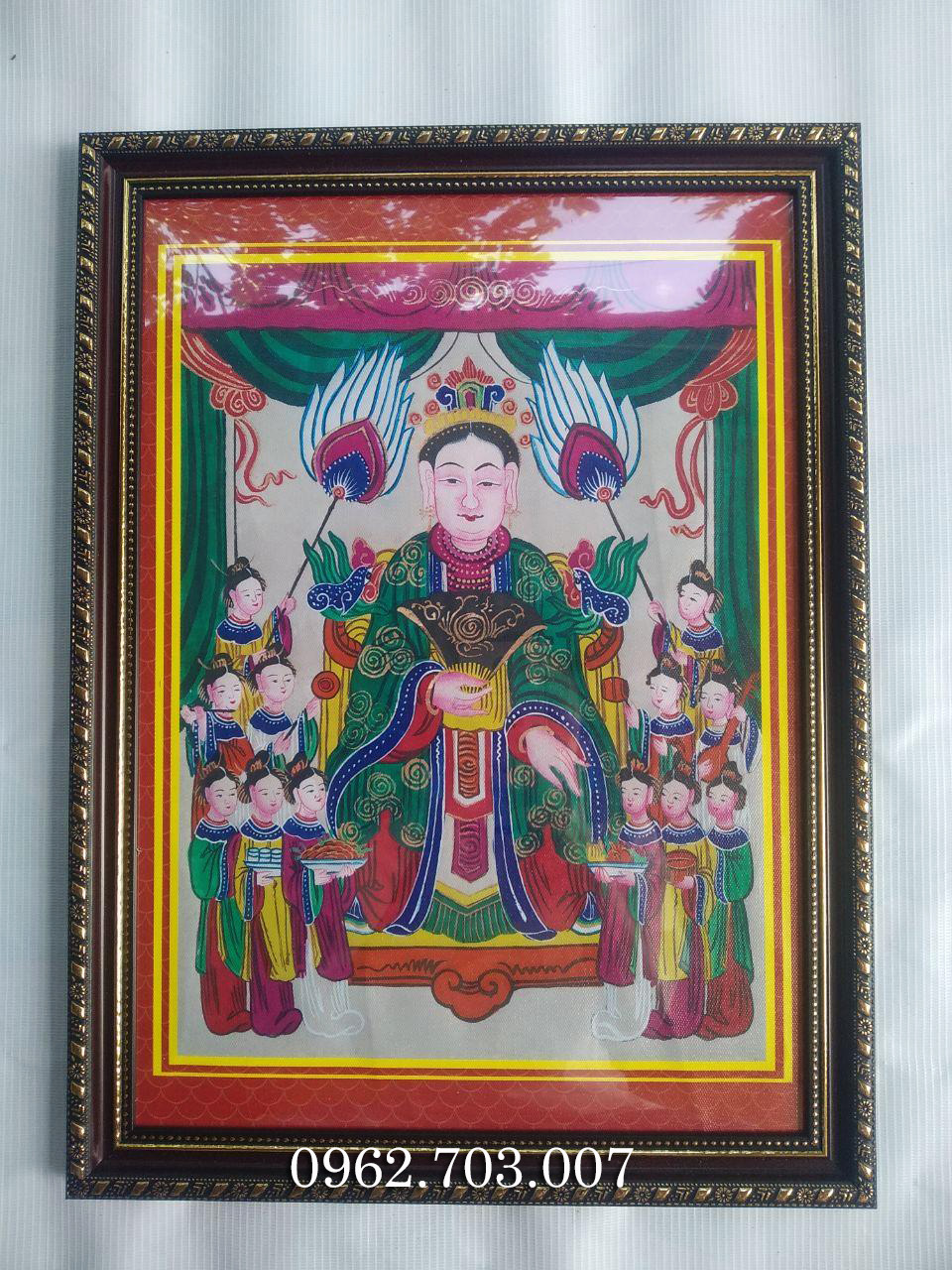 Tranh chúa sơn trang và thập nhị tiên nàng cao cấp khung composite xịn xò (tranh tứ phủ)