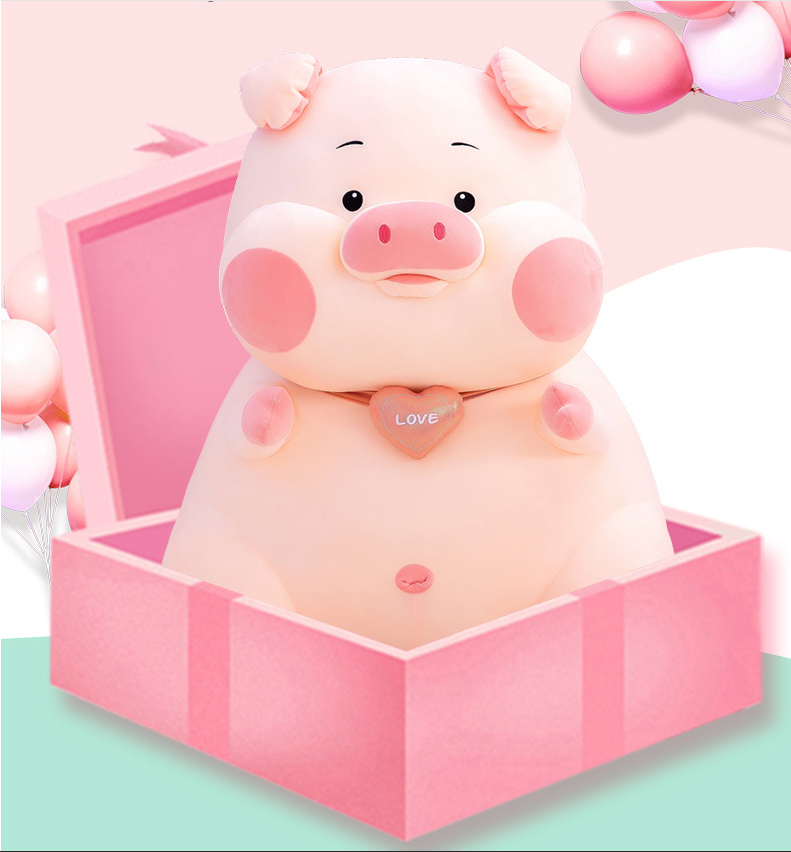 GẤU BÔNG HEO NGỒI ĐEO TIM DỄ THƯƠNG SIZE 50CM