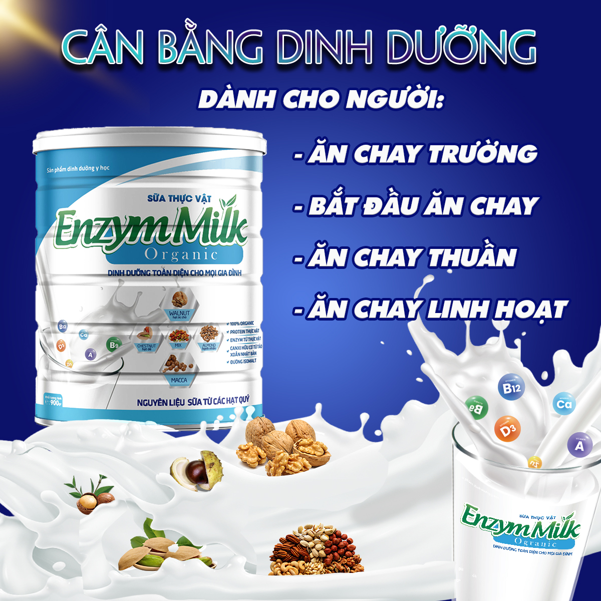 Mua 2+1, 5+3 Sữa thực vật Enzym Milk Organic dành cho người ăn chay, ăn