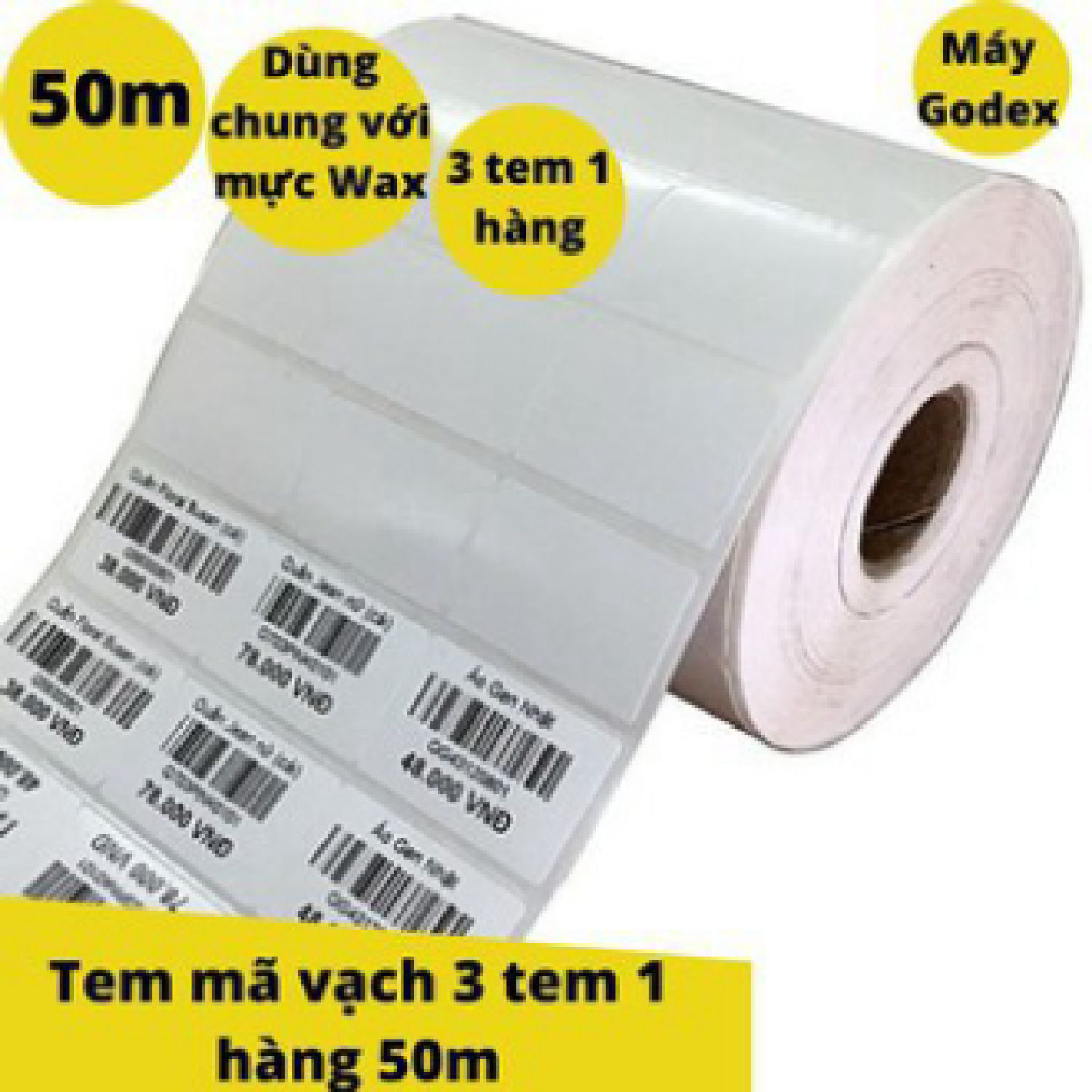 Giấy decal (35x22)mm x 50m tem chuẩn siêu thị 3 tem