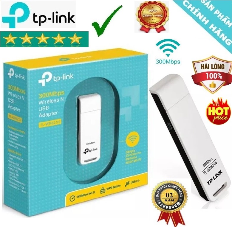 Bộ Thu USB Wifi TP-Link TL-WN821N (Trắng) 300Mbps