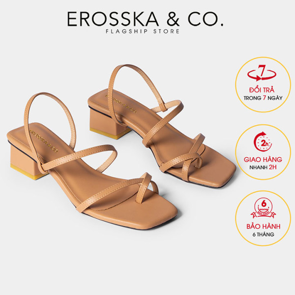 Giày sandal cao gót nữ Erosska kiểu dáng xỏ ngón dây mảnh thời trang cao 5cm EB024 (BR)
