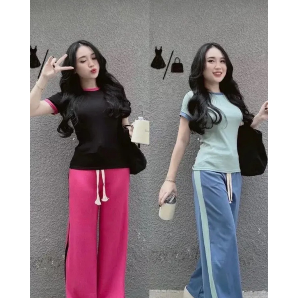 Set bộ ống rộng thể thao thun gân co giản 4 chiều siêu hot