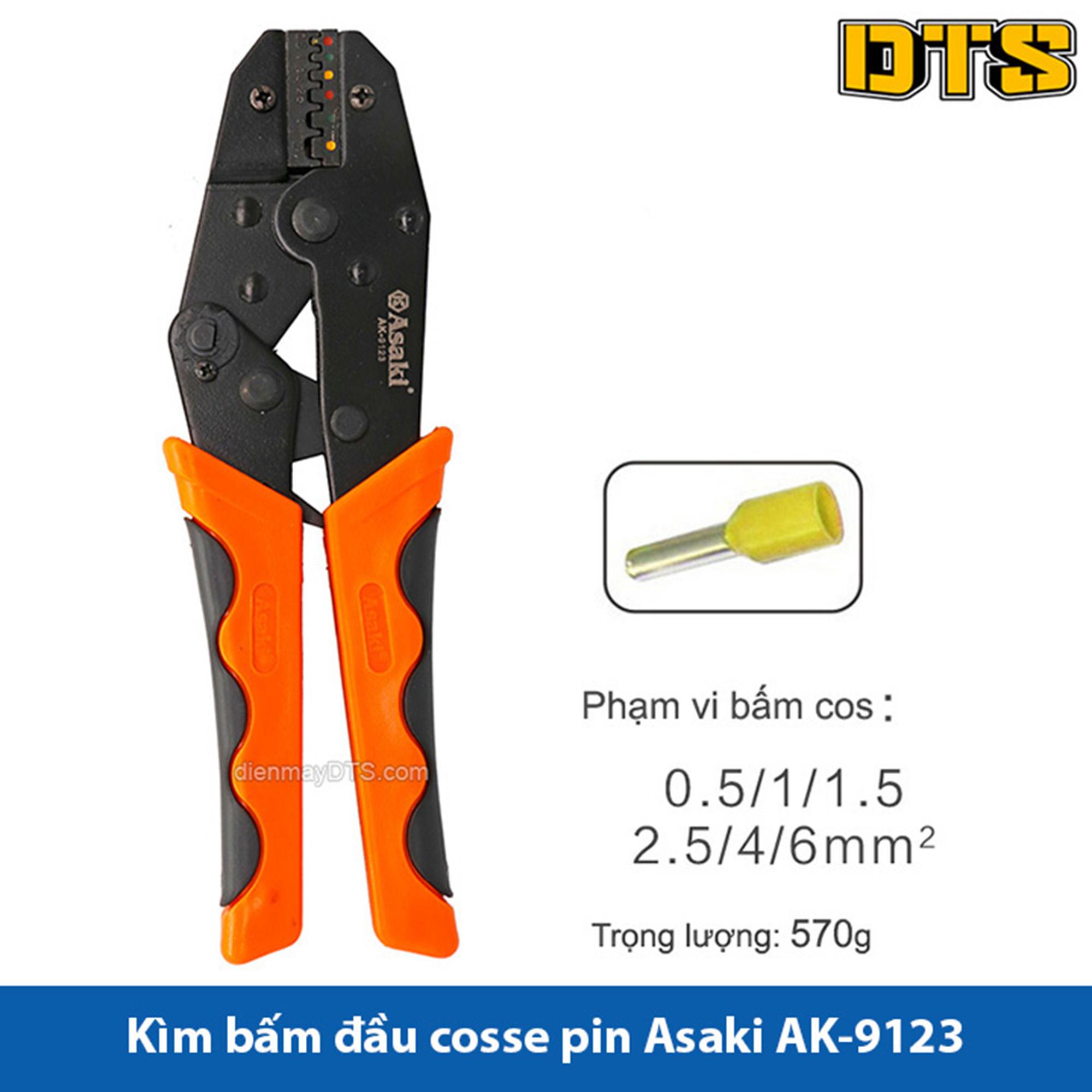 Kìm bấm cos pin Asaki AK-9123 0.5 6mm2 - Kềm bấm cốt pin