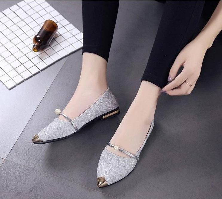 Giày Búp Bê Hạt Ngọc Ánh Nhũ