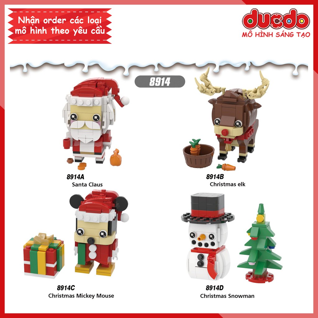Brick Headz các nhân vật đón chào Noel tuyệt đẹp - Đồ chơi Lắp ghép Mini Minifigures Mô hình BrickHeadz Xinh X8914