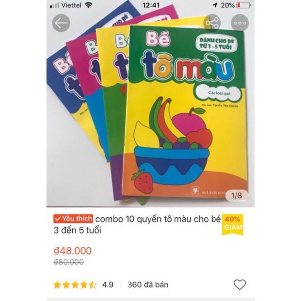 10 quyển vở cho bé tô màu đơn giản