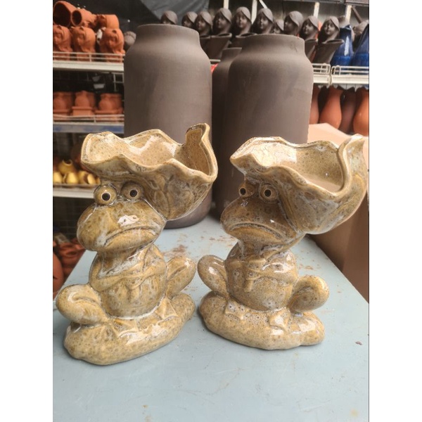 Chậu đất nung tráng men hình ếch