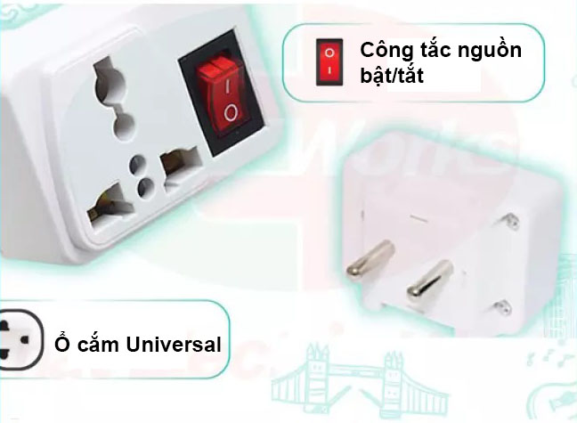 Ổ Cắm Đa Năng Chia 3 Thông Minh Chuyển Đổi 3 Chấu Có Công Tắc Nguồn Vonta