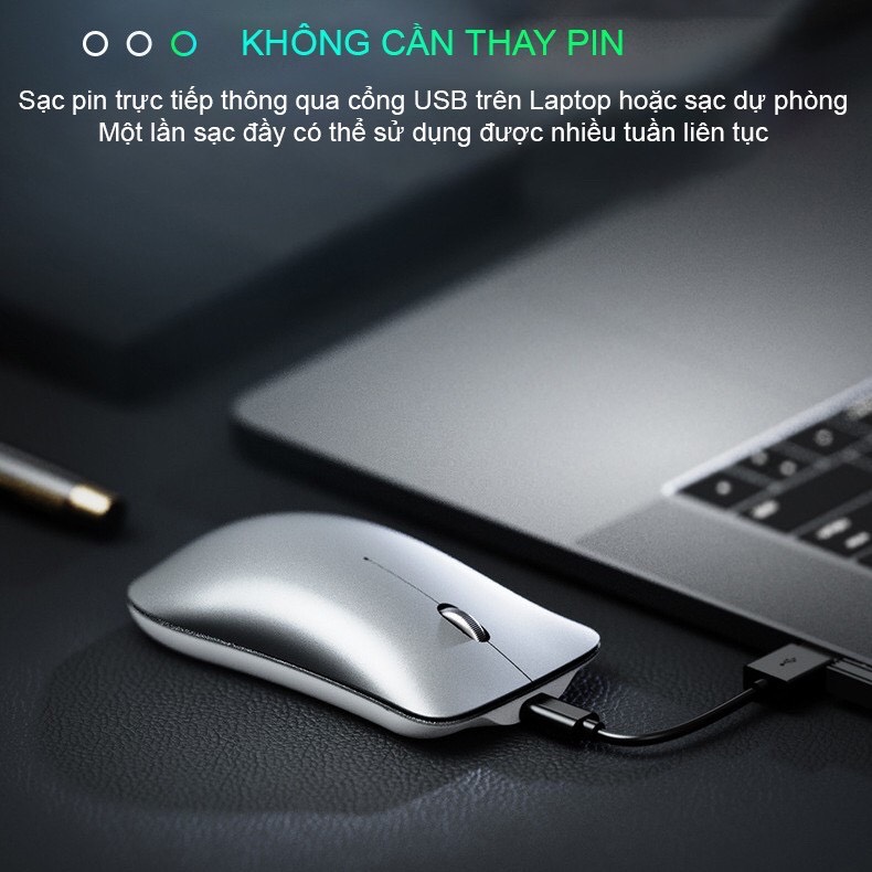 Chuột không dây Bluetooth+Wireless INPHIC, pin sạc lại, không ồn, siêu mỏng ( BH 3 tháng )