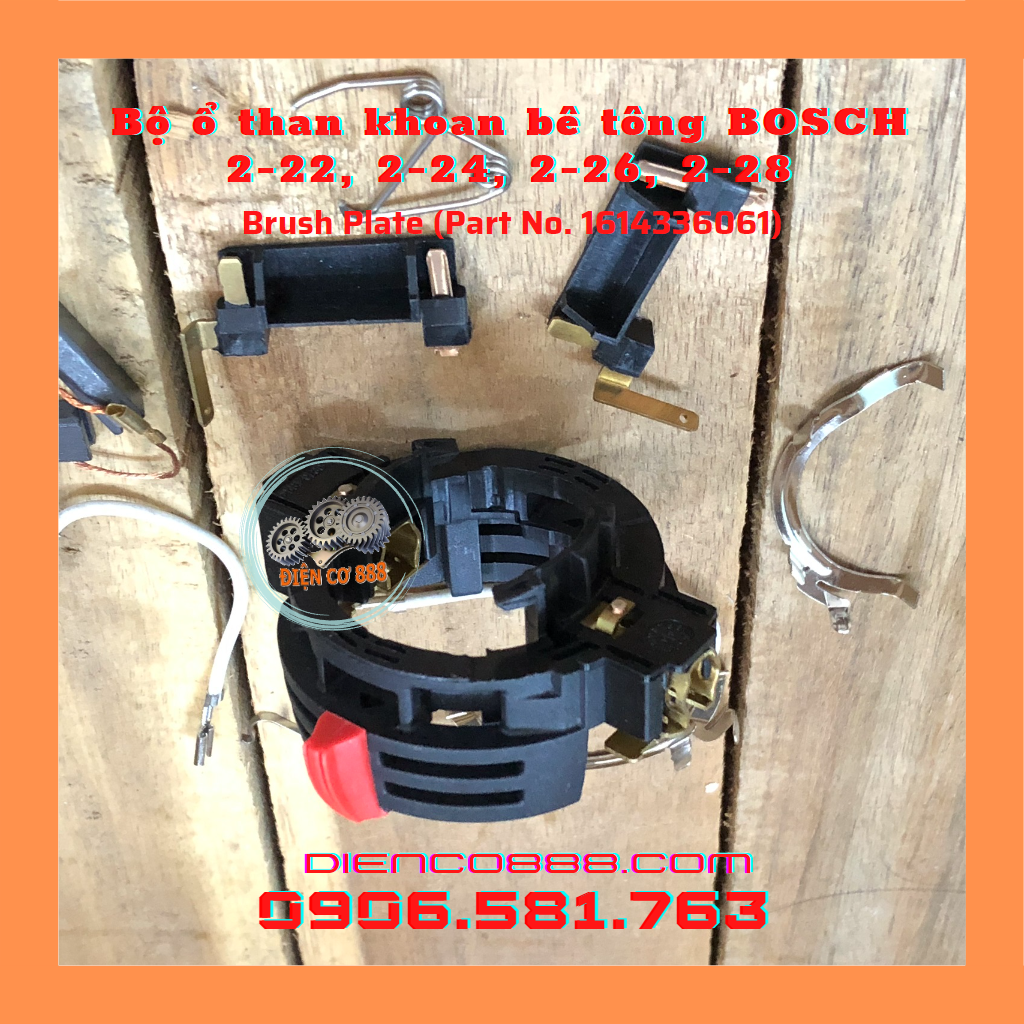 Bộ ổ than kèm đảo chiều khoan 3 chức năng BOSCH GBH 2-26, 2-24, 2-22, 2-28 (Brush Plate, 1614336061)