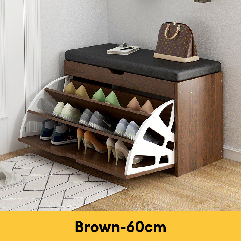 JJT A multi-purpose shoe storage cabinet comes with a seat for changing shoes. shoe storage rack Shoe cabinet + stool Shoe cabinet with cushion seat, stool, wooden cabinet, shoe holder, cloth stool, shoe changing chair multi-level shoe changing chair wood