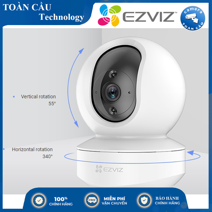 Camera IP Wifi EZVIZ TY1 2.0MP CS-TY1-B0-1G2WF Xoay 360 Thông Minh + Đàm Thoại 2 Chiều - Camera Toàn Cầu