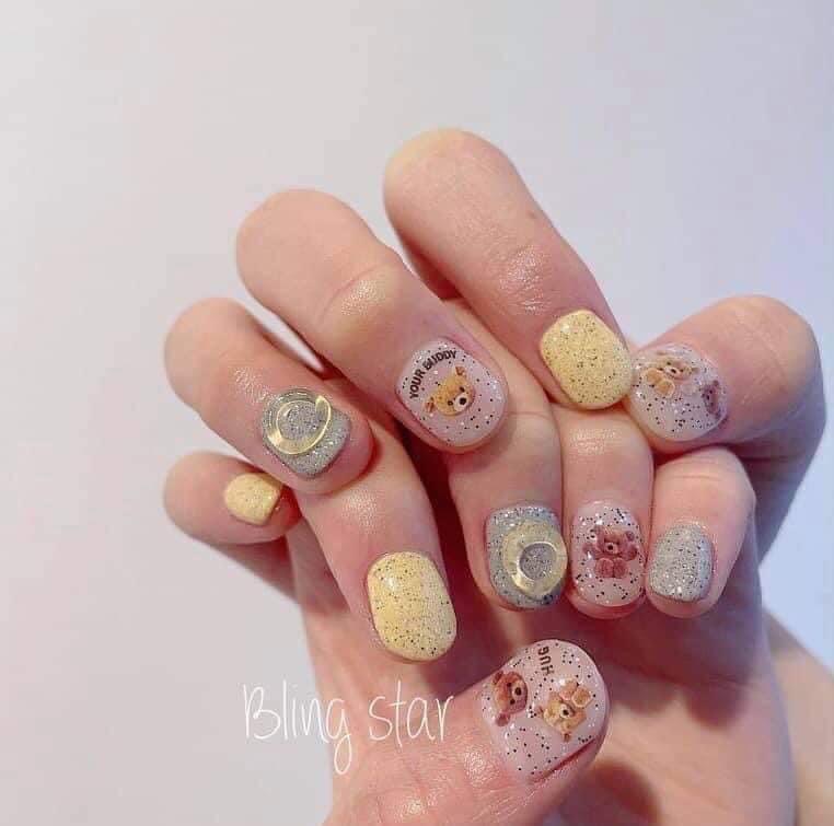 Sticker gấu hot dán móng tay