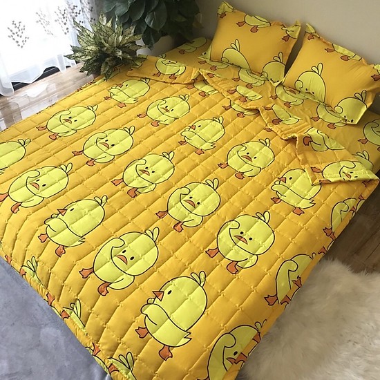 Chăn Hè Cotton Chần Bông Mẫu Vịt Vàng