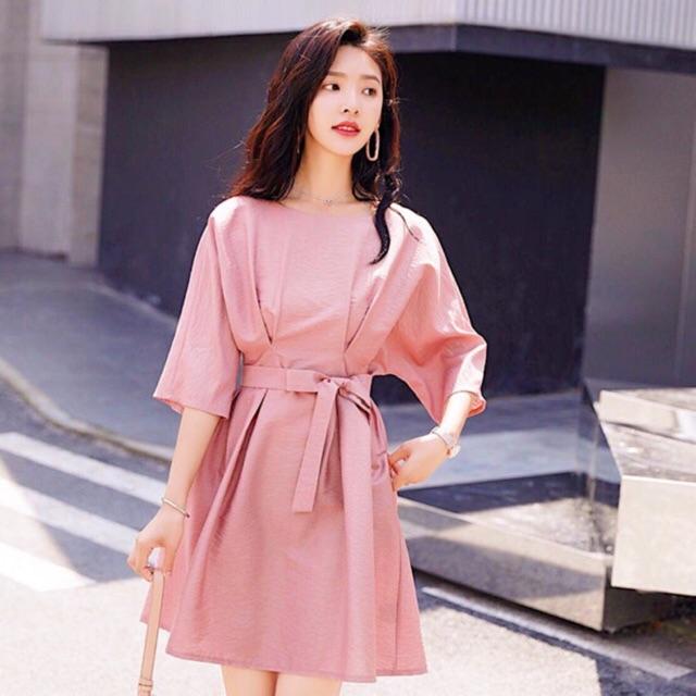 Đầm hồng cam mặc 2 kiểu
