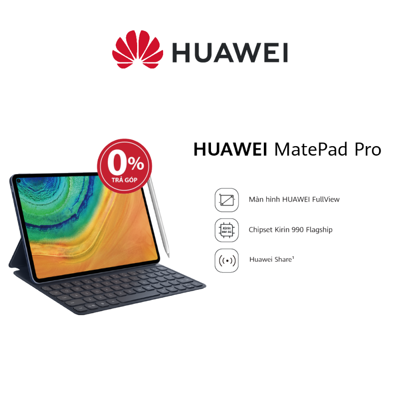 Máy tính bảng Huawei MatePad Pro (6GB/128GB)-Kèm bút cảm ứng Huawei M-Pencil và bàn phím Huawei Smart Magnetic-Chip Kirin 990-Hiệu ứng âm thanh Histen 6.0-Màn hình Huawei FullView 10.8 Inch-Dung lượng pin lớn 7,250 mAh-Hàng phân phối chính hãng