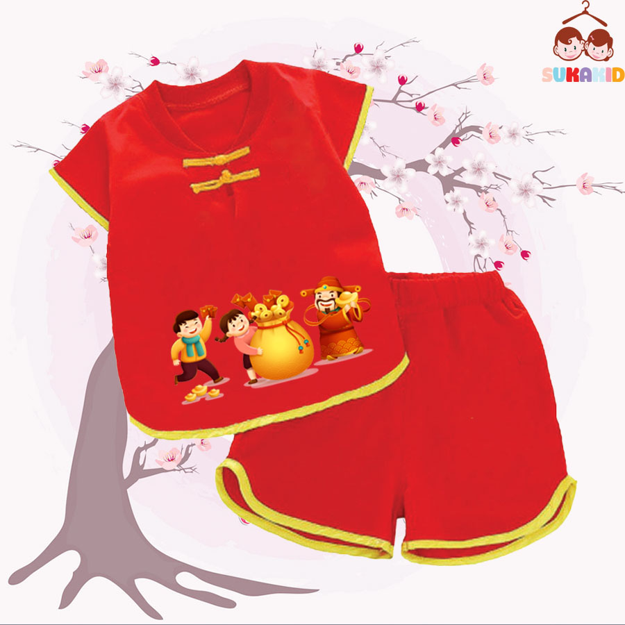 Bộ đồ quần áo tết , nút tàu tết cho bé từ 6kg-29kg.NT06.