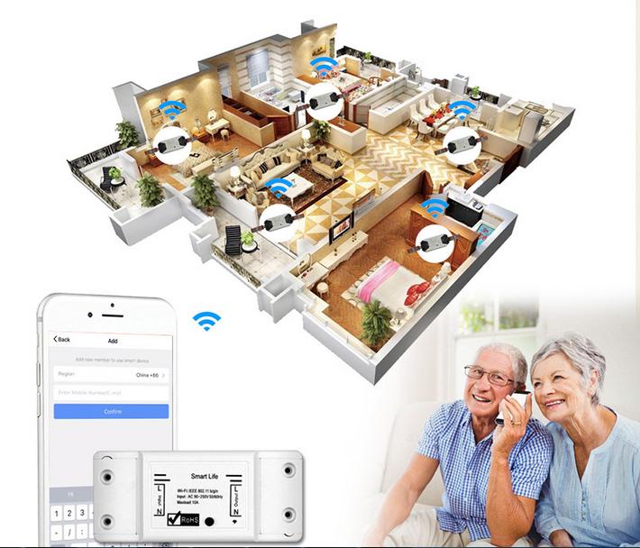 Công tắc điều khiển từ xa bằng điện thoại kết nối wifi,3G/4G Smart Life công suất 2200W (trắng) -Bản TIẾNG VIỆT, công tắc wifi, công tắc điện thông minh, ổ cắm điều khiển từ xa, o cam dien, công tắc hẹn giờ