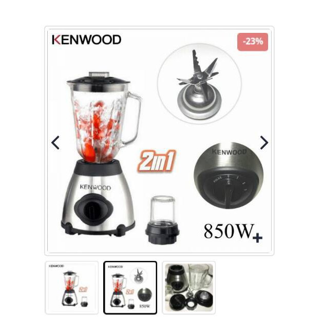 máy xay sinh tố công nghiệp đa năng 2 cối Kenwood ice crusher stainless steel công suất 850w, sử dụng 6 lưỡi giao