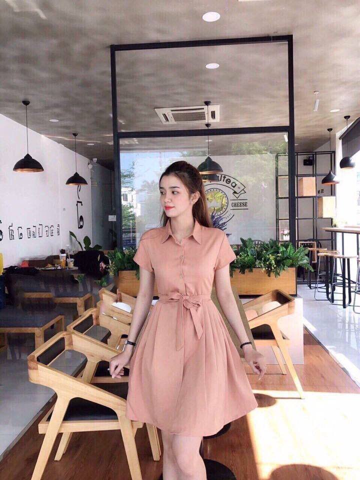 Đầm Nữ ( Váy Nữ ) Dáng Xòe Sơ Mi Phong Cách Hàn Thời Trang Bambo