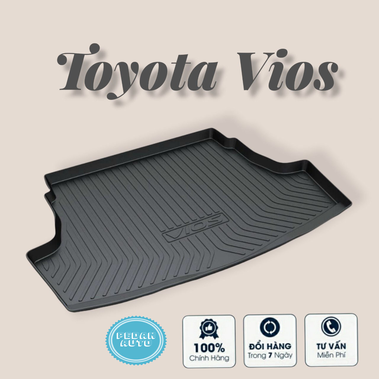 Lót Cốp Nhựa Xe Toyota VIOS đời 2007 đến 2023 Loại Nhựa Dẻo Ko Mùi đúc nguyên khối và định hình 4D theo đúng biên dạng với cốp xe và model xe riêng