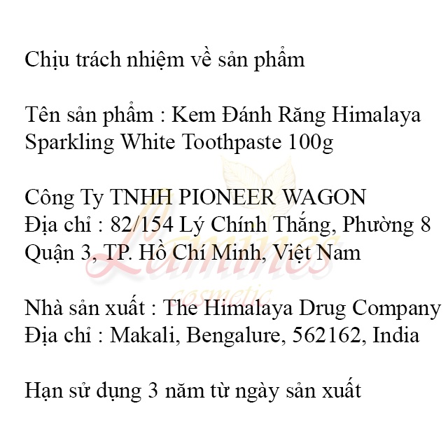 [Chính Hãng] Kem Đánh Răng Trắng Sáng Lấp Lánh | Himalaya Sparkling White Toothpaste 100g