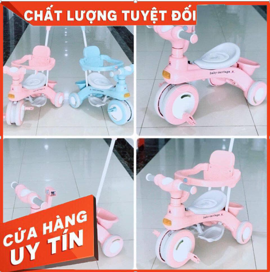 XE ĐẠP 3 BÁNH CÓ CẦN ĐẨY PHÁT NHẠC 618 CHO BÉ