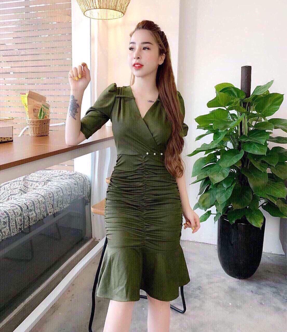 [HCM]Đầm đuôi cá cổ V - HT