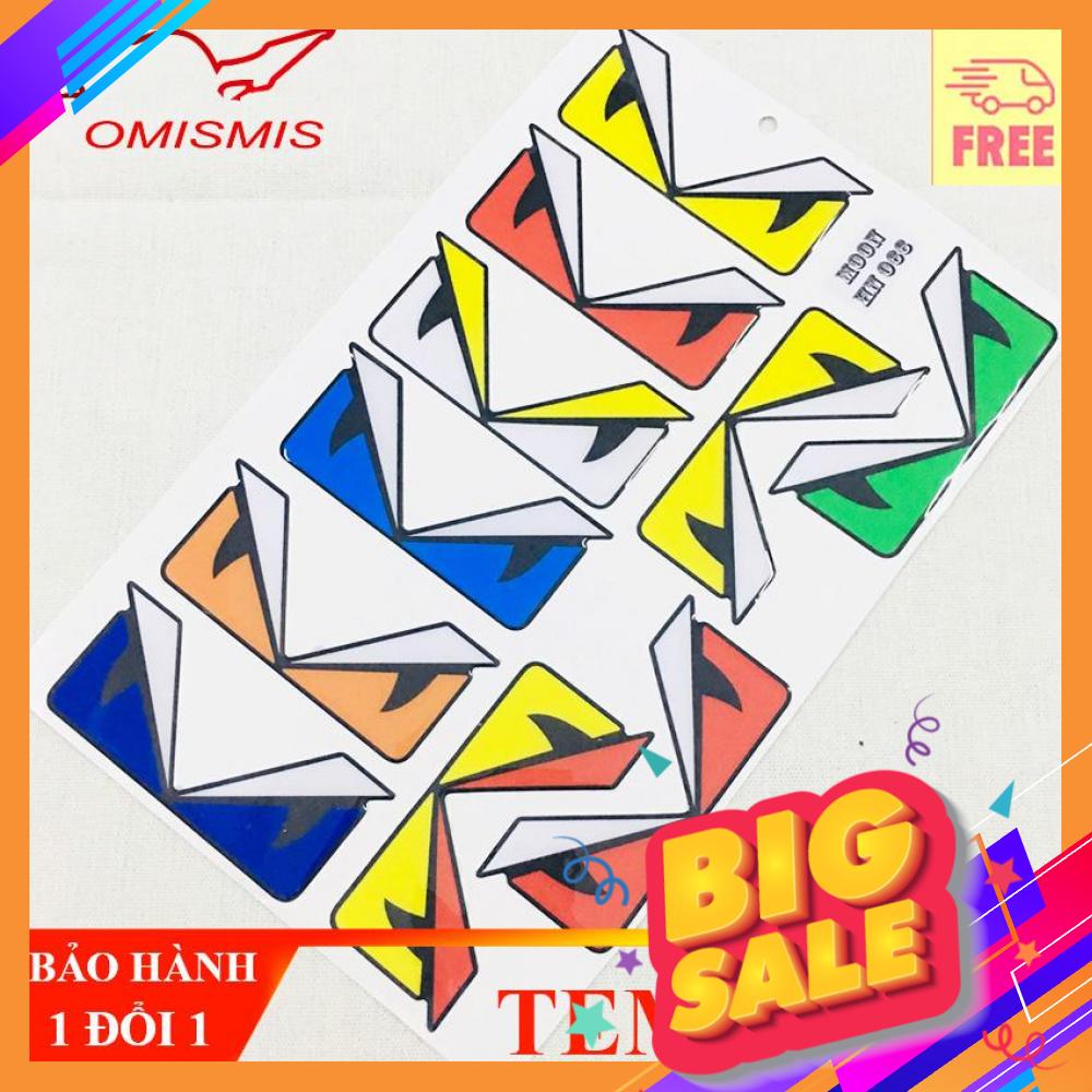 Bộ tem nổi, decal, sticker, tem trang trí xe mắt cú nhiều màu