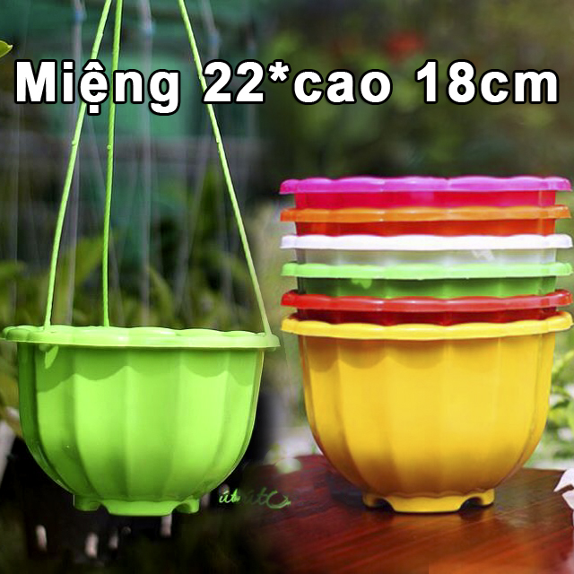 25 CHẬU nhựa treo bí lớn,mẫu sang trọng,cứng dày đường kính 22x18cm-77500
