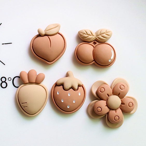 Charm (C386) slime/ Dụng Cụ Charm Trang Trí [Ko Keo & Nút] Màu Kem & Socola (1.5x2.5cm)