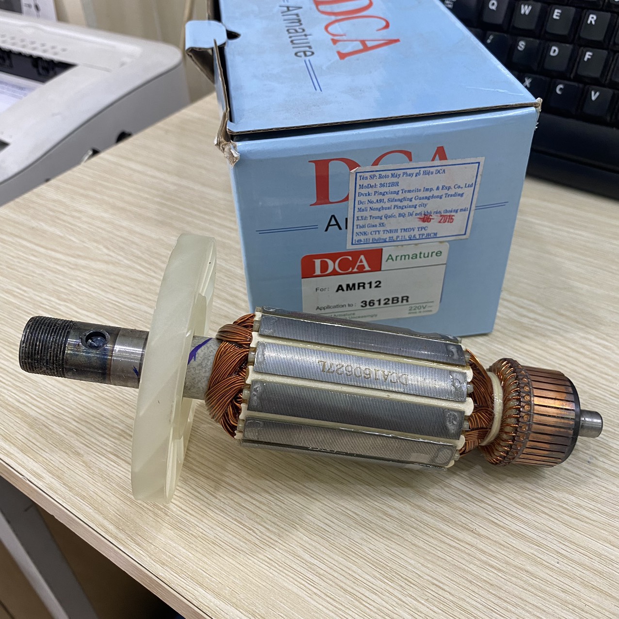 Rotor máy soi - phay makita 3612b, 3612br, dca amr12 thân 49mm dài 206mm 220v - tặng chổi than