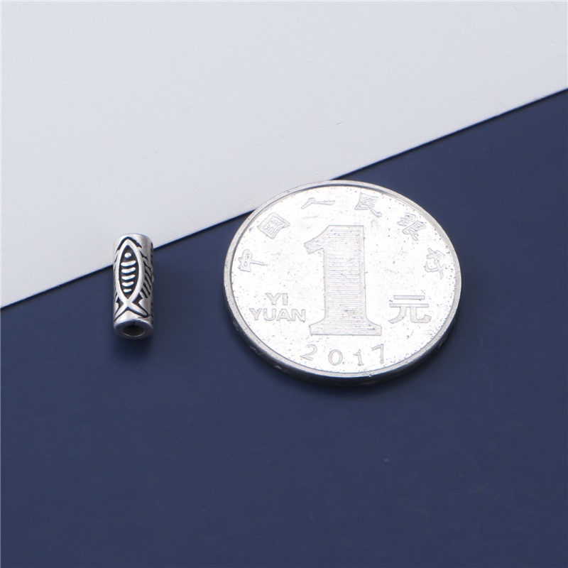 [S925] Charm bạc ống dài hình cá may mắn - MH854