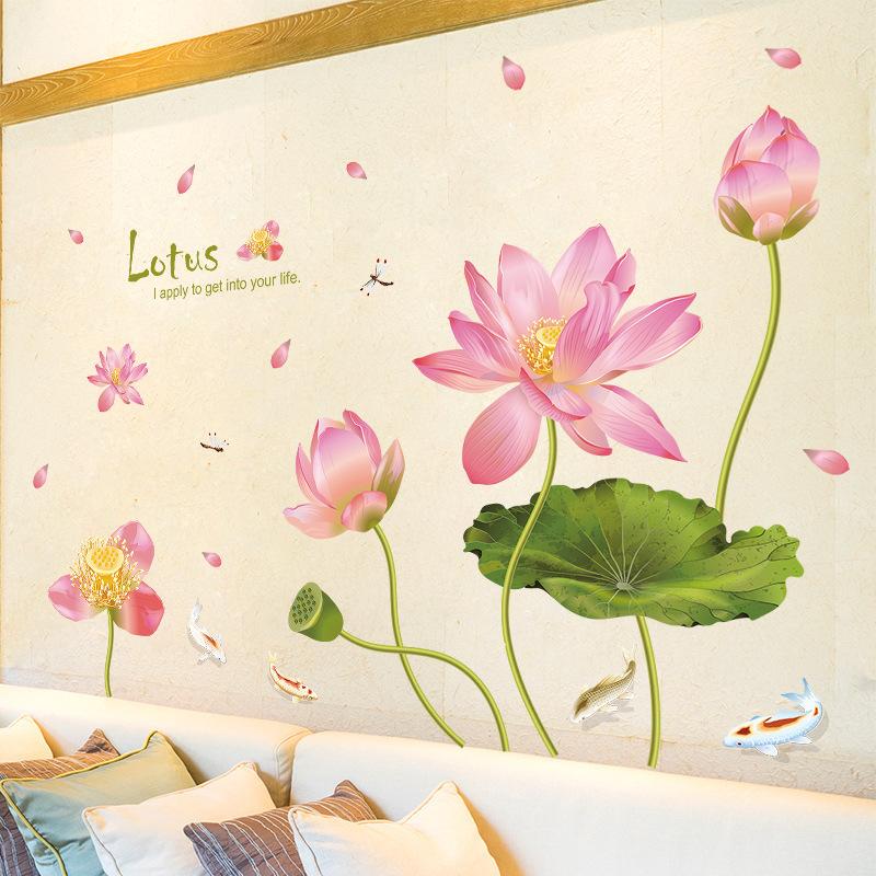 Decal dán tường Hoa sen uốn- H53-flowerdecal-Scenedecal