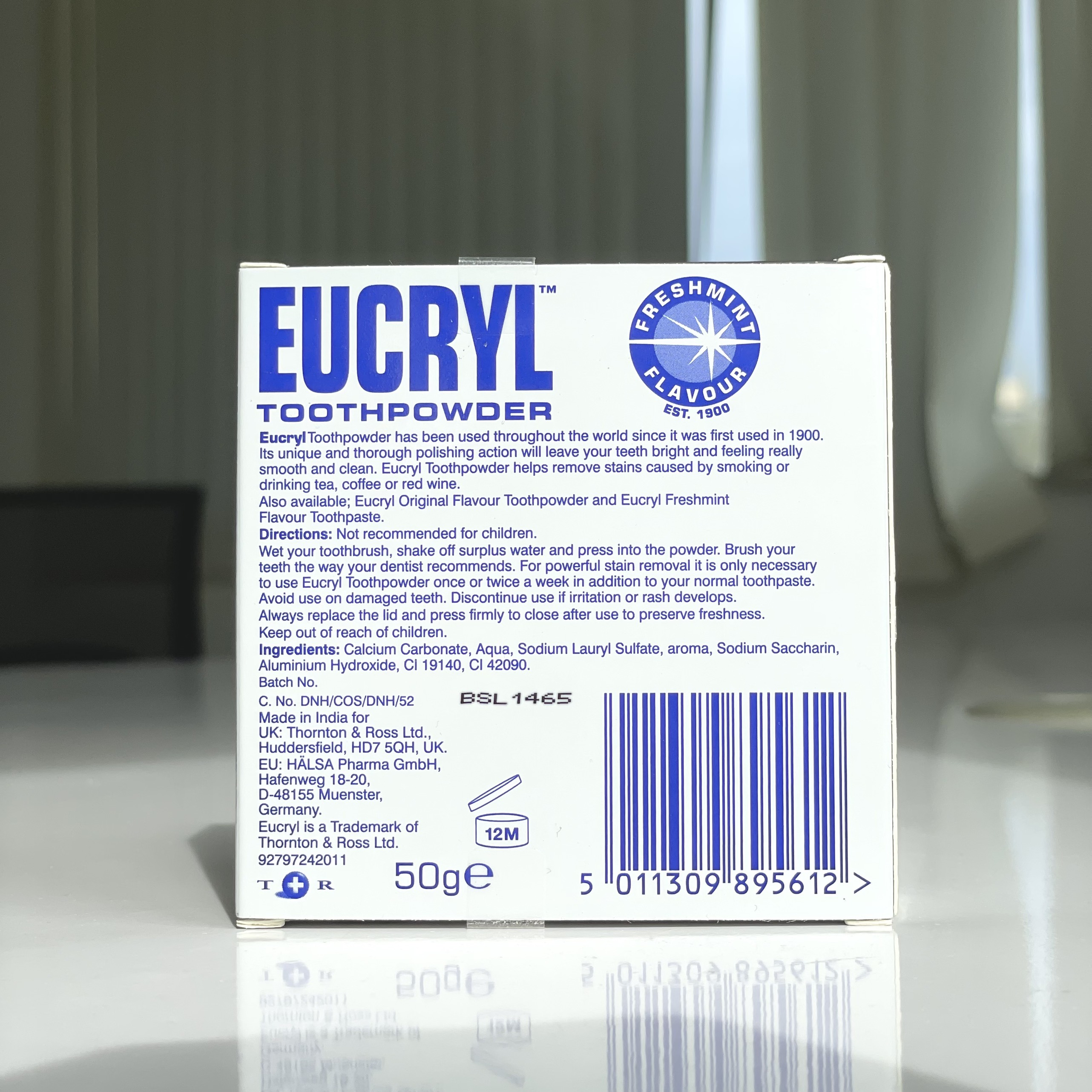 Bột Làm Trắng Răng Eucryl Hương Bạc Hà 50g