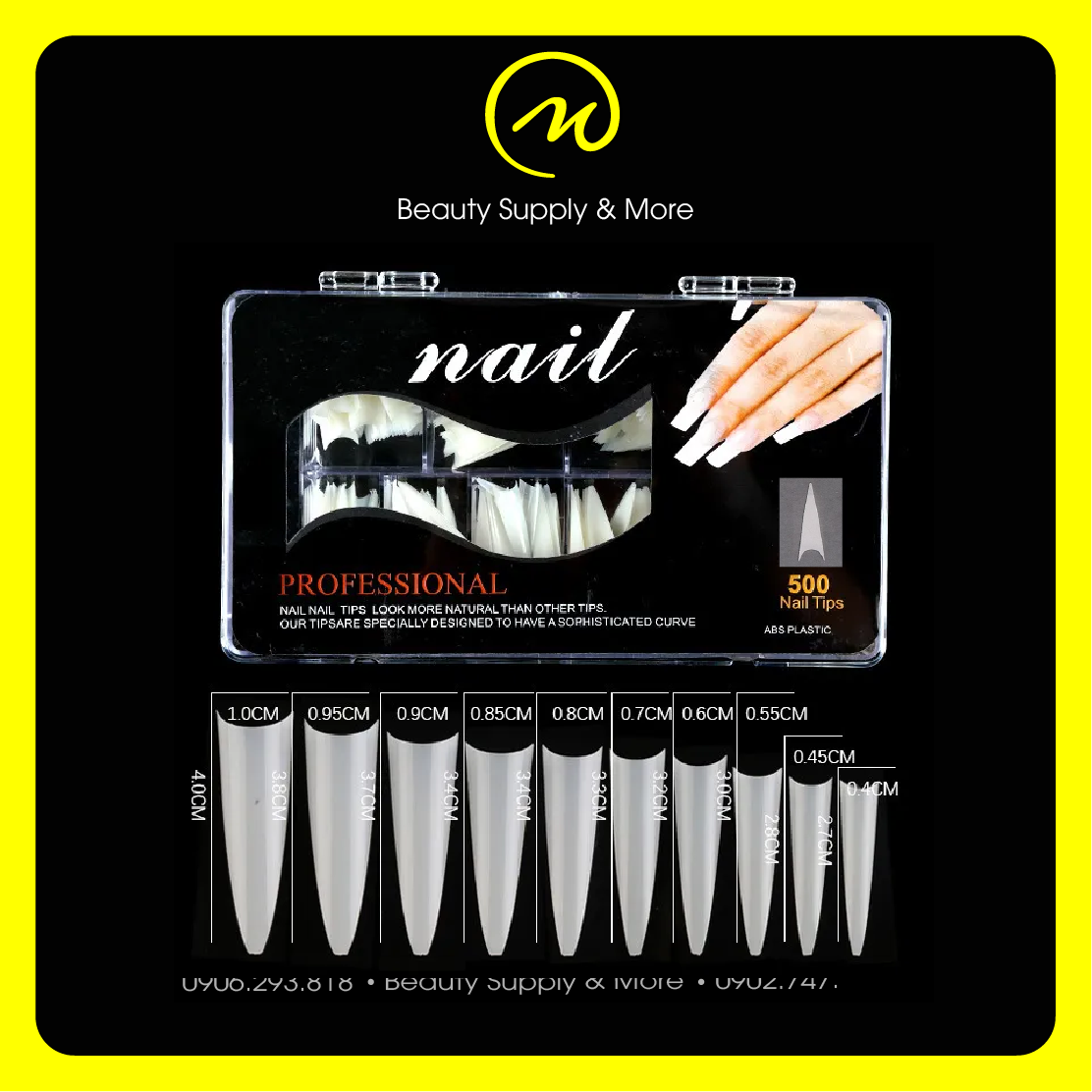 Tip Nhọn, Dài Nối Móng Trong/ Đục (Hộp 500 Móng) | NGÀNH NAIL