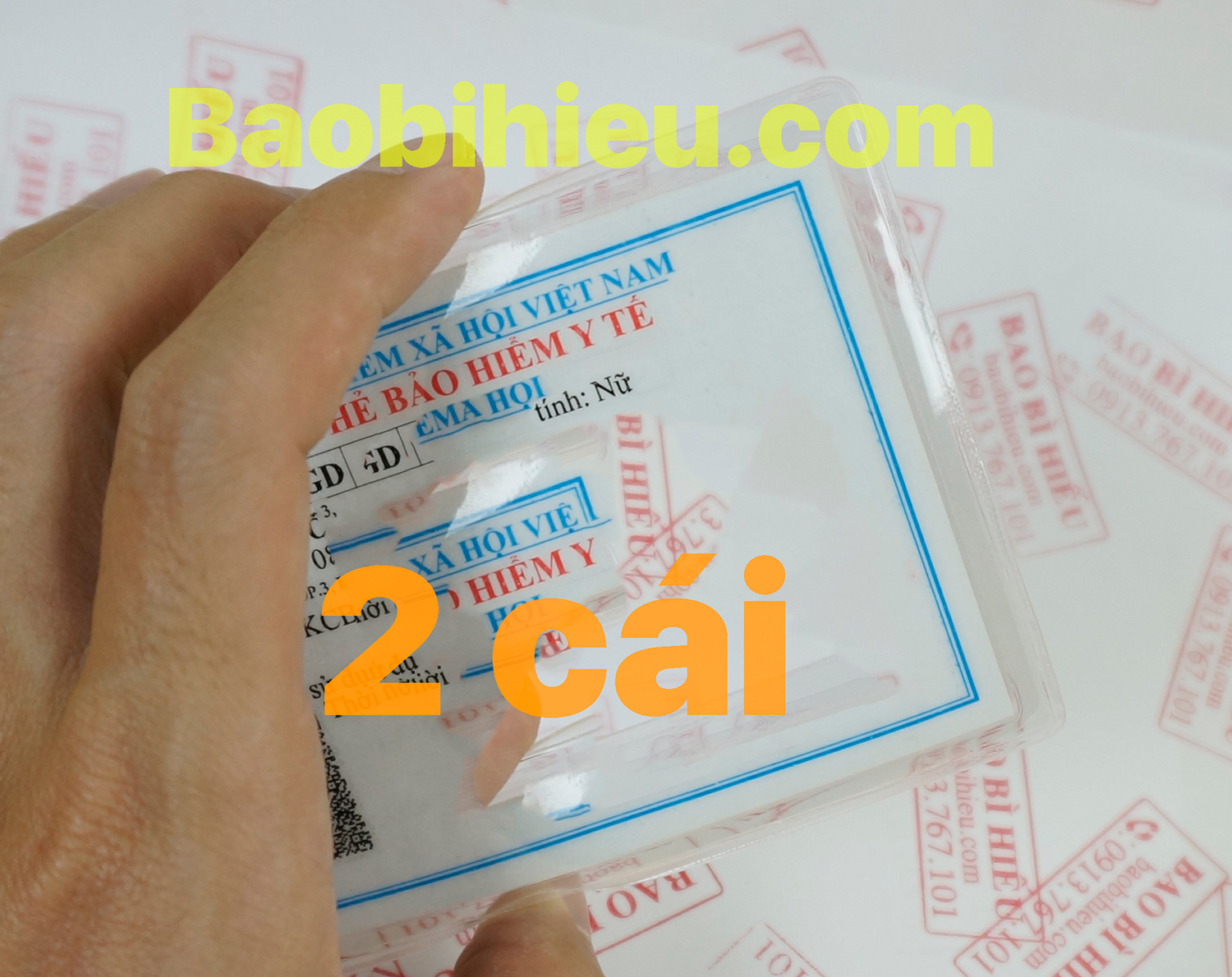 COMBO 2 cái túi đựng thẻ bảo hiểm y tế bằng nhựa PVC dẻo trong có nắp đậy